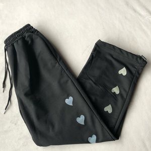 Black Joggers with Hearts ~ Women’s Size Small ~ Brand New! Never Worn!